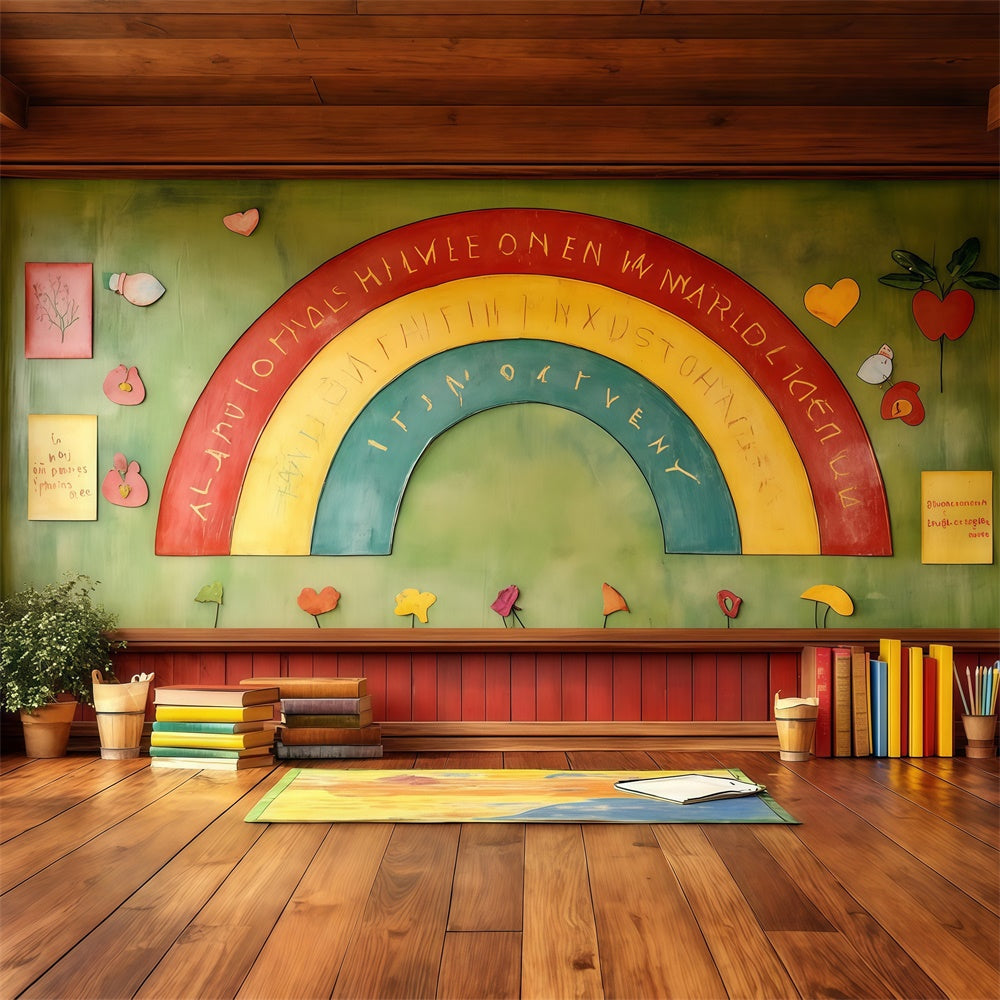Back To School Backdrop Handcrafted Chalkboard Rainbow Backdrop CSH3-6