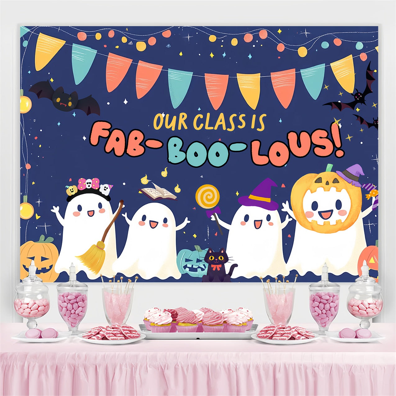 Back To School Backdrop Ideas Cute Classroom Halloween Backdrop CSH3-68