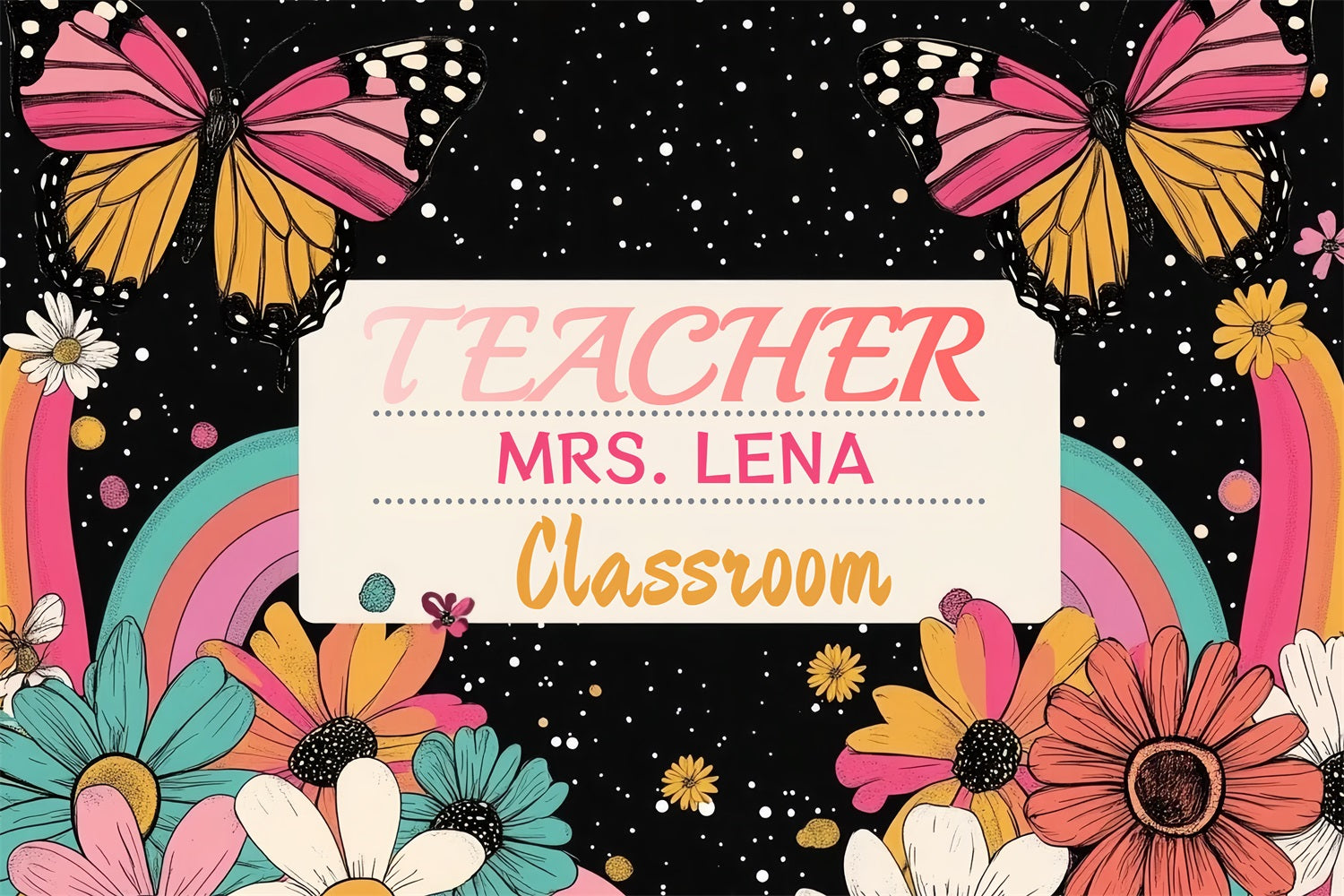 Backdrop Back To School Starry Skies Fantasy Floral Custom Backdrop CSH3-88