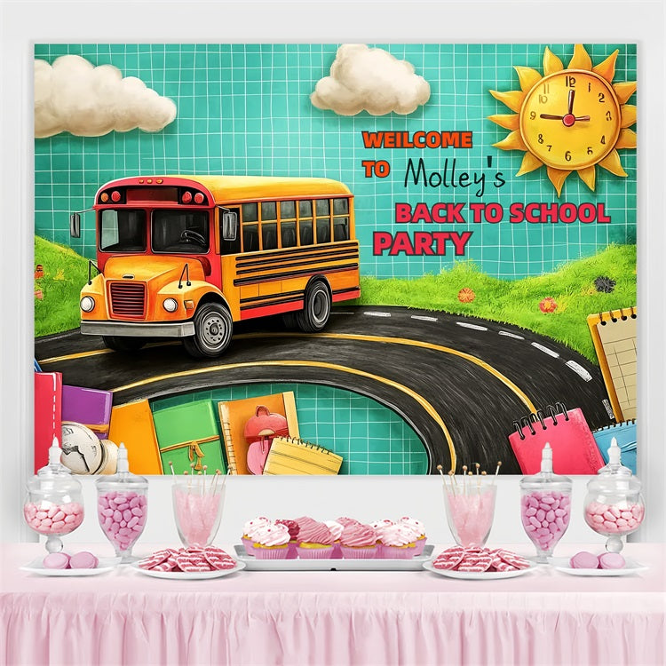 Backdrop For Back To School School Bus Adventure Custom Backdrop CSH3-90