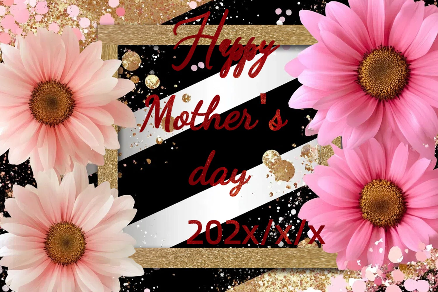 Mothers Day Photo Backdrop Modern Striped Floral Custom Backdrop CSH3-92