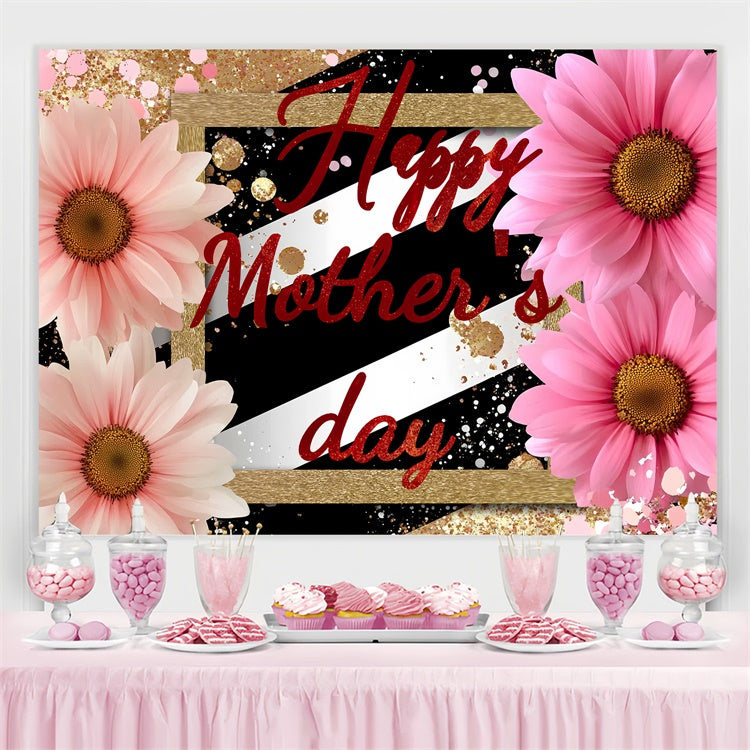 Mothers Day Photo Backdrop Modern Striped Floral Custom Backdrop CSH3-92