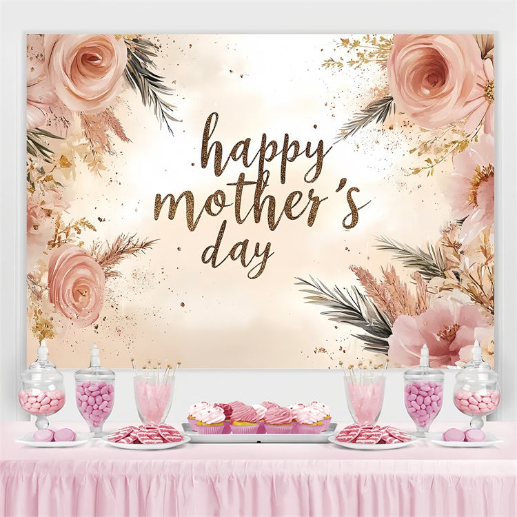 Mothers Day Backdrop Vintage Pink Rose Personalized Backdrop CSH3-94