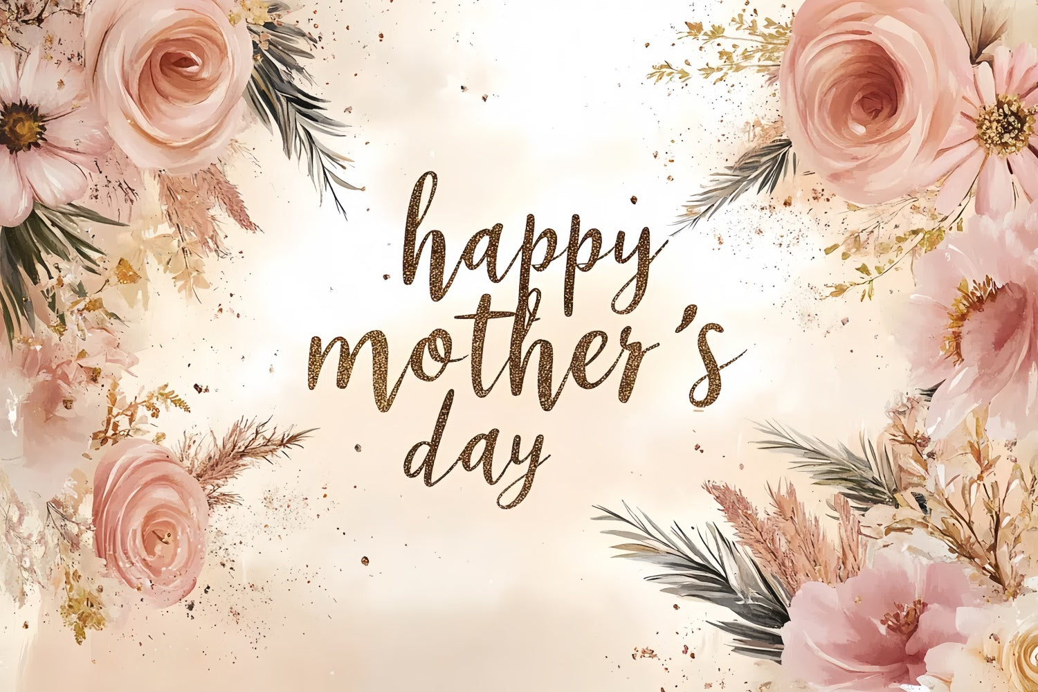 Mothers Day Backdrop Vintage Pink Rose Personalized Backdrop CSH3-94