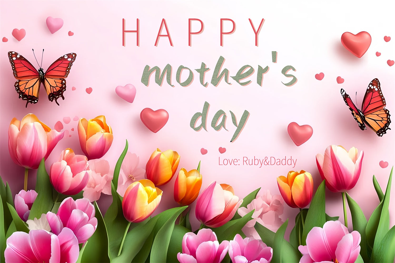 Mother's Day Backdrop Ideas Romantic Tulip Bloom Custom Backdrop CSH3-96