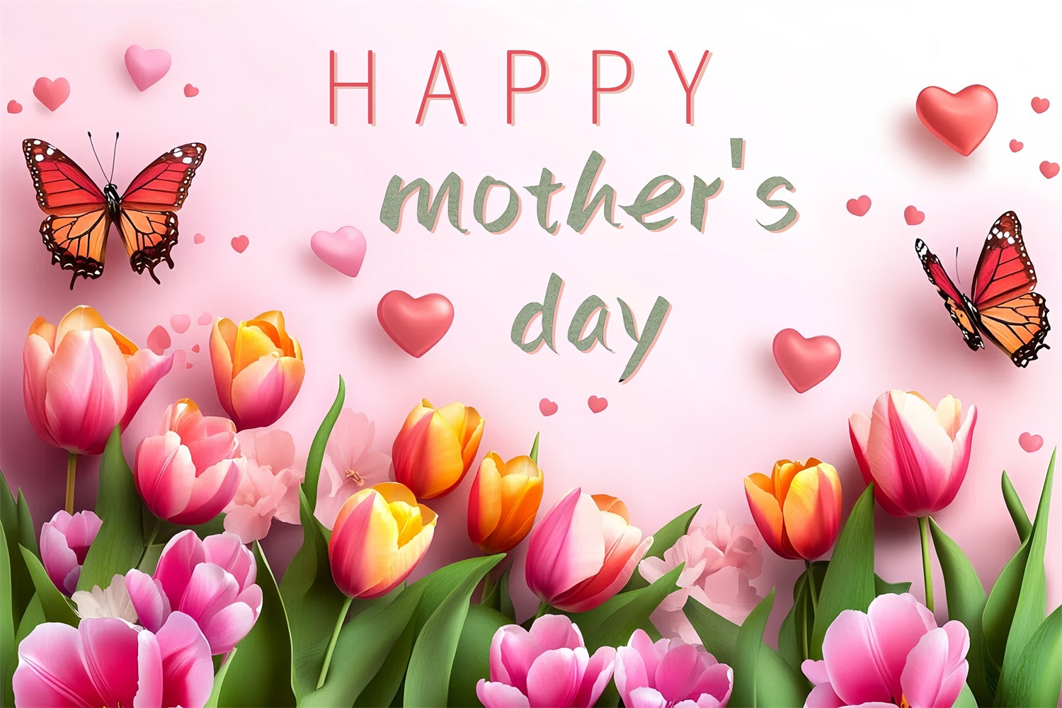 Mother's Day Backdrop Ideas Romantic Tulip Bloom Custom Backdrop CSH3-96