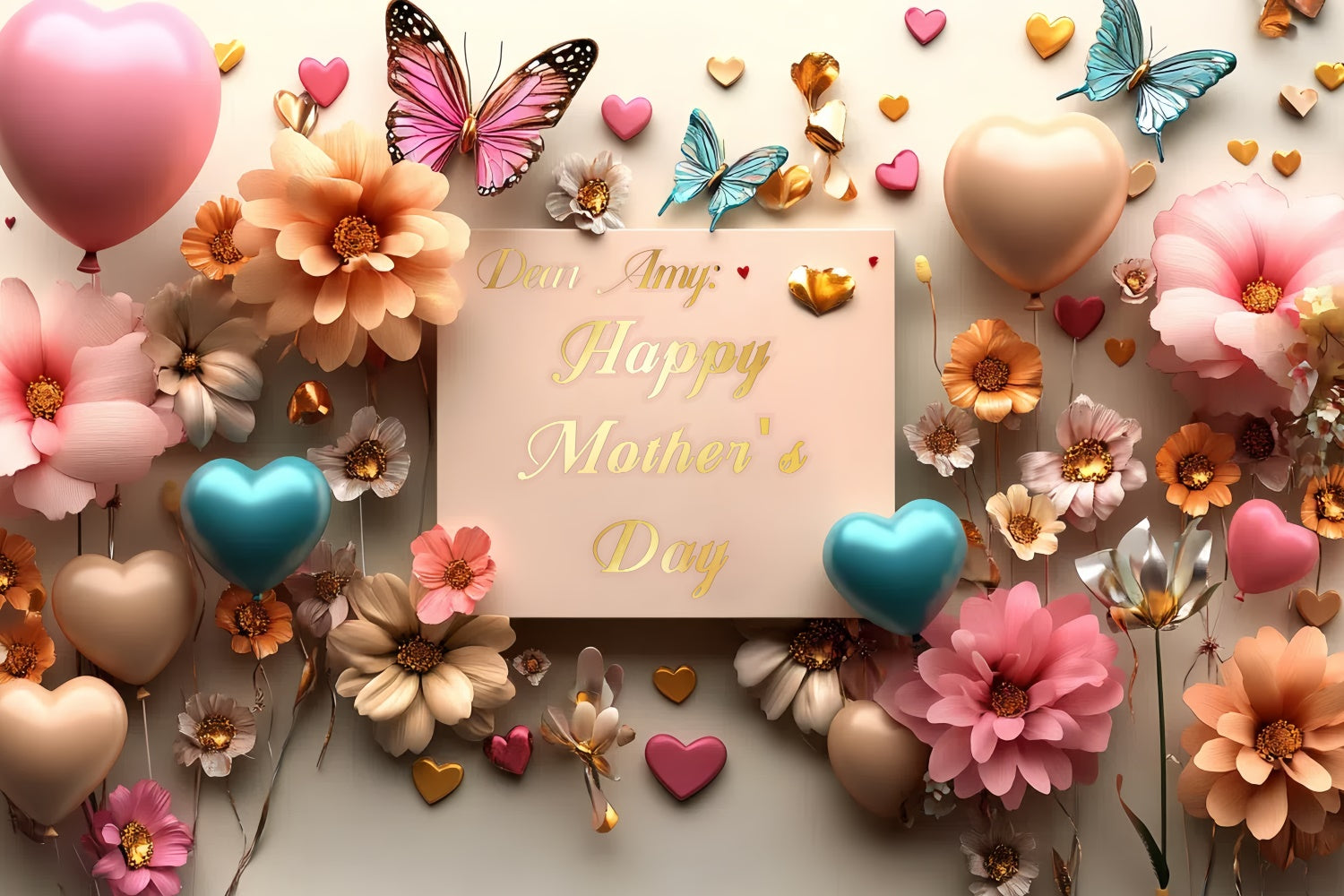 Mothers Day Backdrops Romantic Butterfly Flower Custom Backdrop CSH3-98