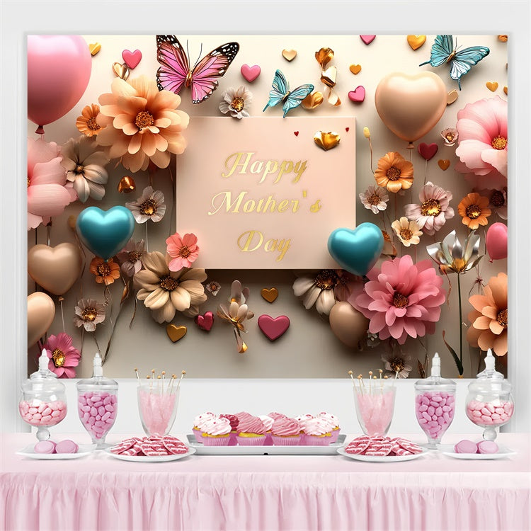 Mothers Day Backdrops Romantic Butterfly Flower Custom Backdrop CSH3-98