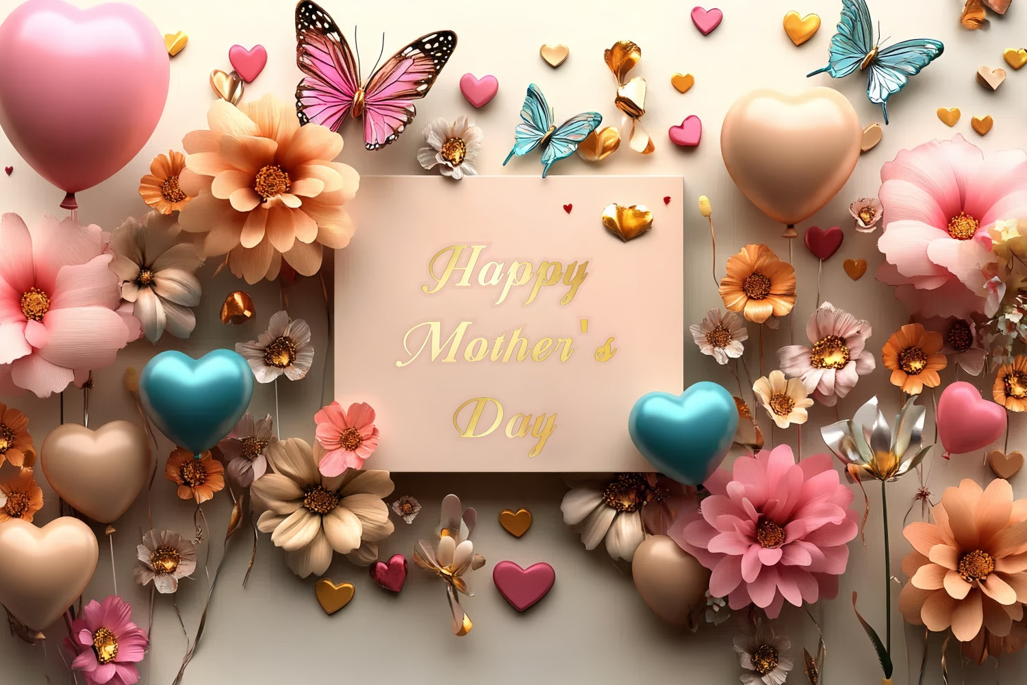 Mothers Day Backdrops Romantic Butterfly Flower Custom Backdrop CSH3-98