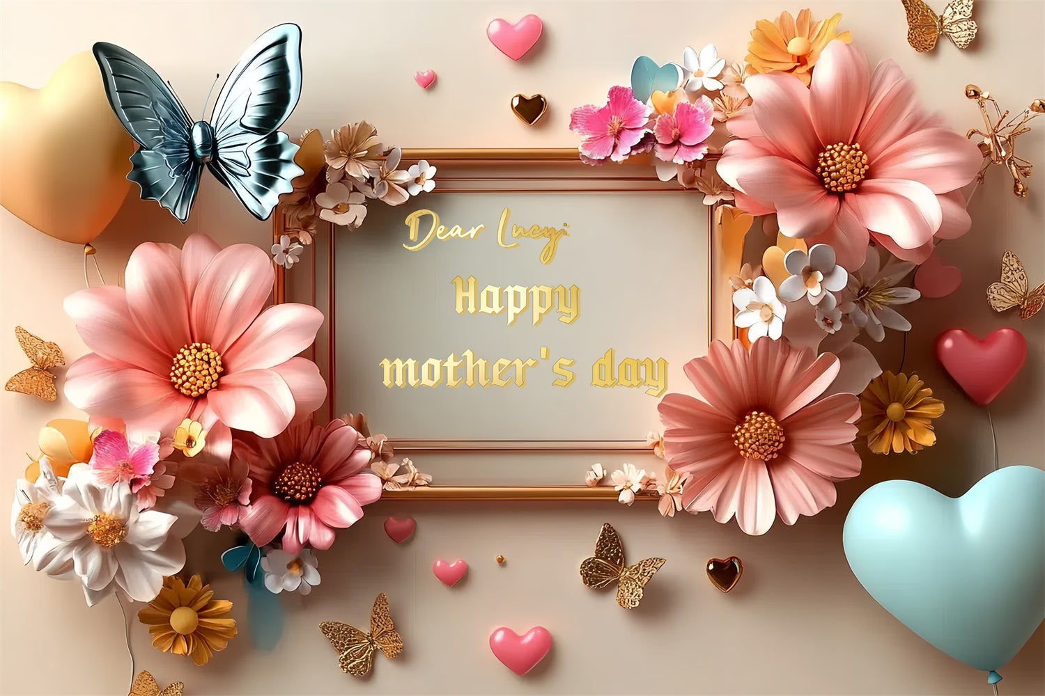 Backdrops For Mother's Day Chic Balloon Floral Customized Backdrop CSH3-99