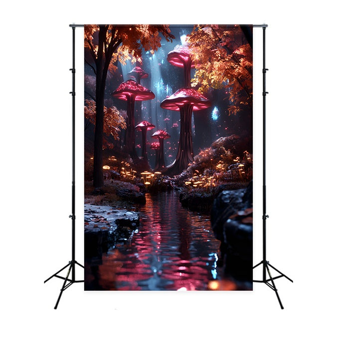 Woodland Photo Backdrop Mushroom Woods Water Backdrop CSH4-106