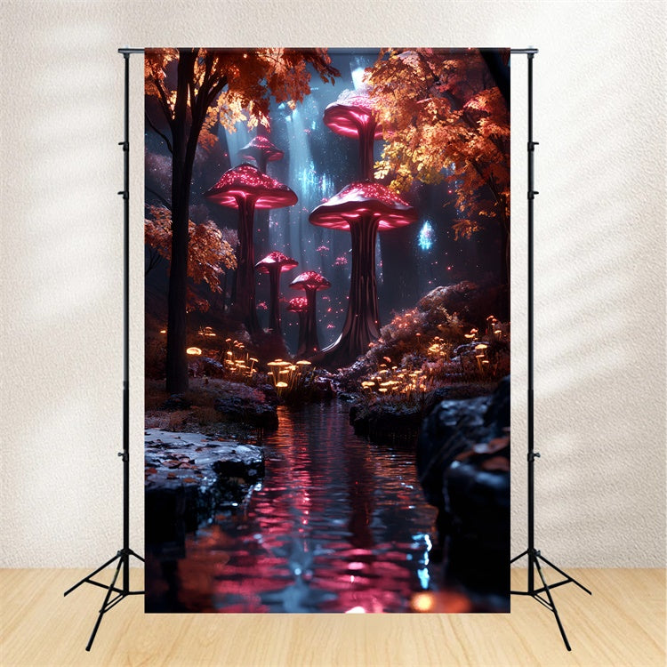 Woodland Photo Backdrop Mushroom Woods Water Backdrop CSH4-106