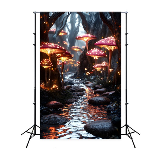 Fairy Tale Forest Backdrop Luminous Mushroom River Backdrop CSH4-107