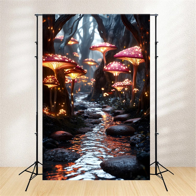 Fairy Tale Forest Backdrop Luminous Mushroom River Backdrop CSH4-107