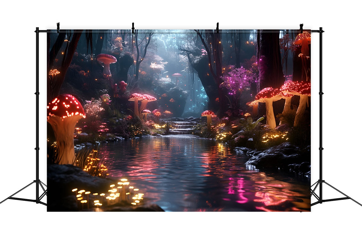 Forest Backdrop Sparkling Mushroom Trail Creek Backdrop CSH4-108