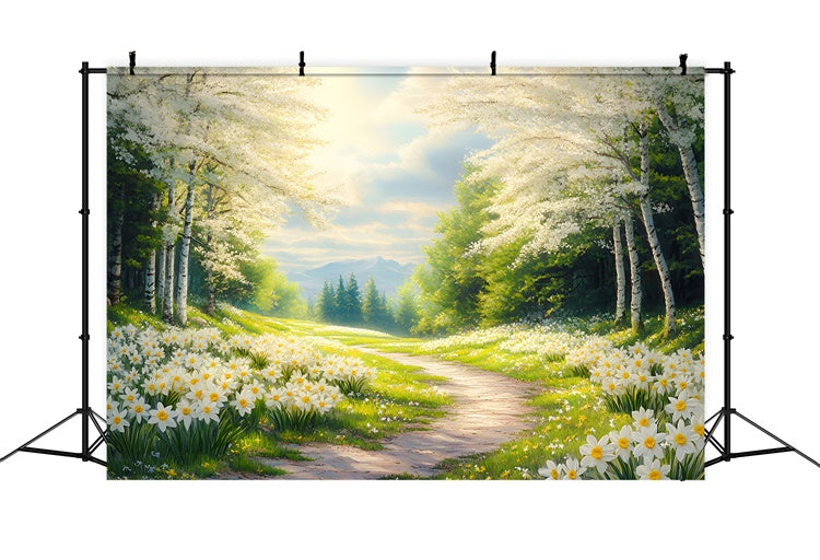 Forest Backdrops Sunny Daffodil Forest Trail Backdrop CSH4-112