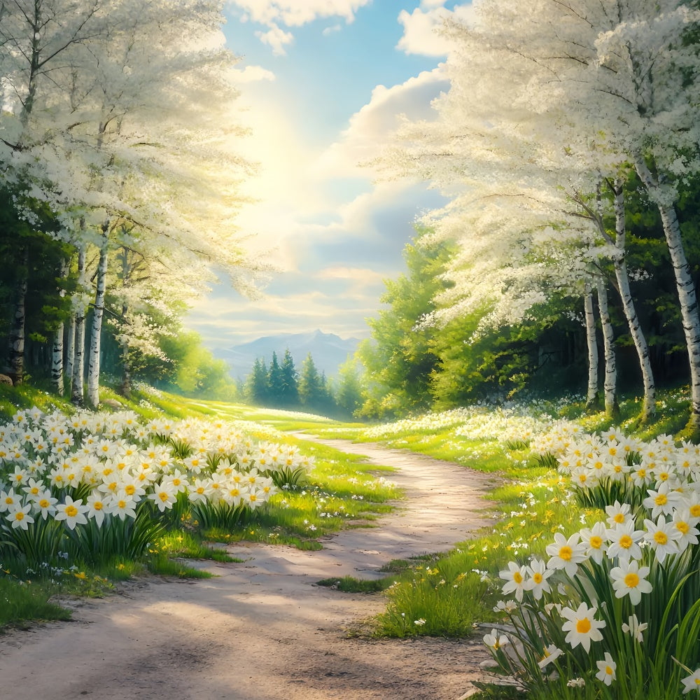 Forest Backdrops Sunny Daffodil Forest Trail Backdrop CSH4-112