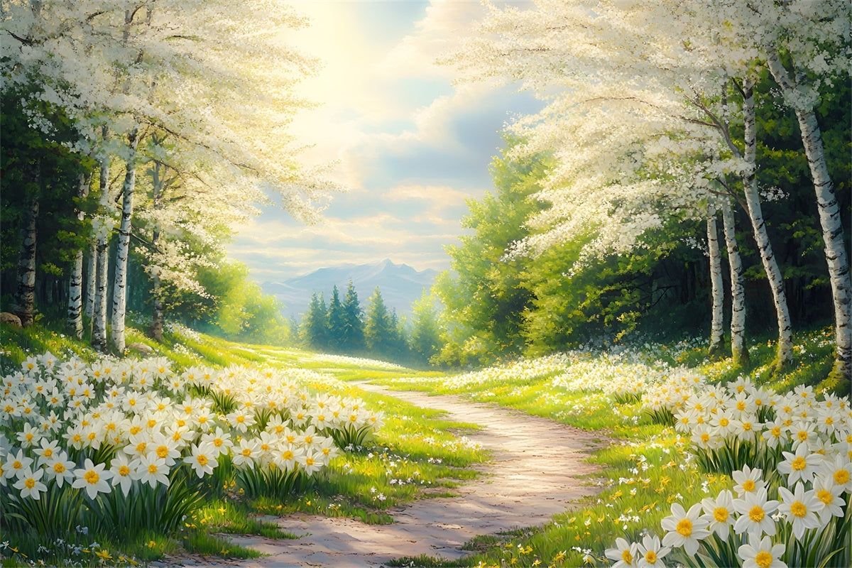 Forest Backdrops Sunny Daffodil Forest Trail Backdrop CSH4-112