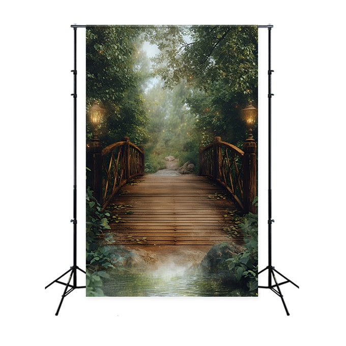 Forest Backdrop Photography Twilight Lantern Bridge Backdrop CSH4-115