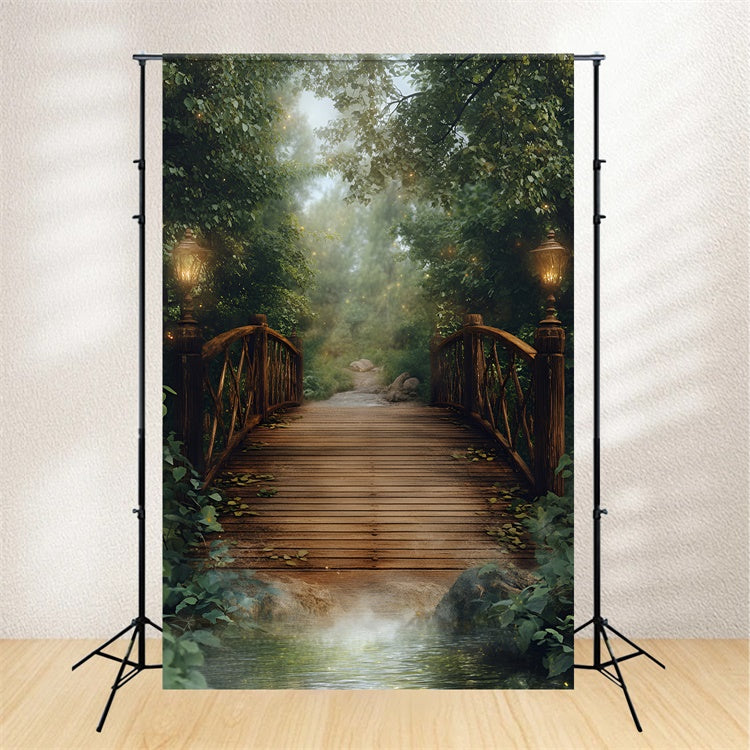 Forest Backdrop Photography Twilight Lantern Bridge Backdrop CSH4-115