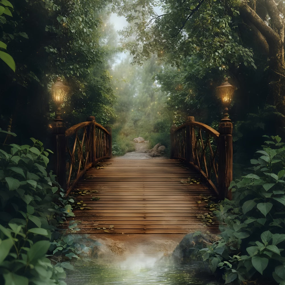 Forest Backdrop Photography Twilight Lantern Bridge Backdrop CSH4-115