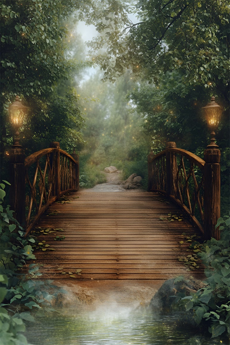 Forest Backdrop Photography Twilight Lantern Bridge Backdrop CSH4-115