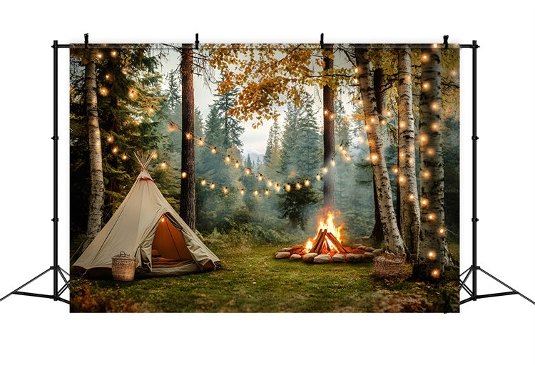 Autumn Forest Backdrop Cozy Forest Camping Backdrop CSH4-116