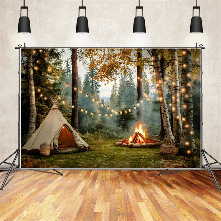 Autumn Forest Backdrop Cozy Forest Camping Backdrop CSH4-116