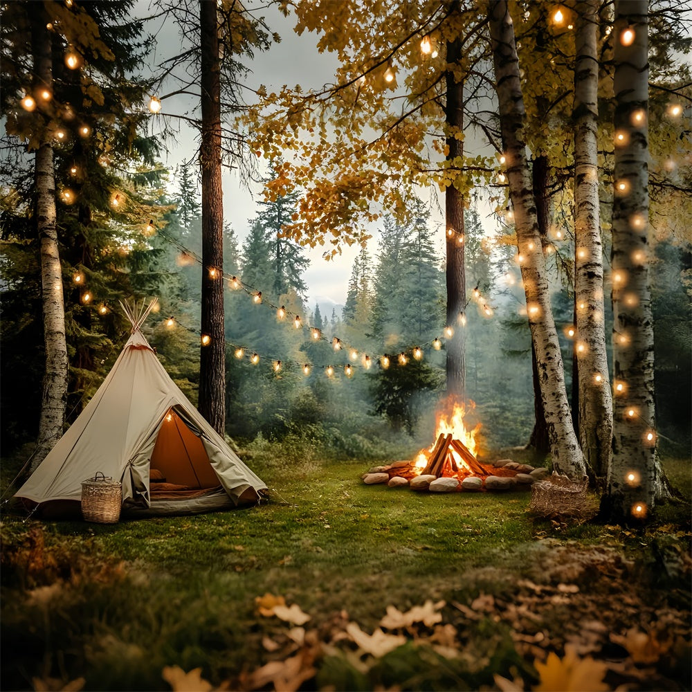 Autumn Forest Backdrop Cozy Forest Camping Backdrop CSH4-116