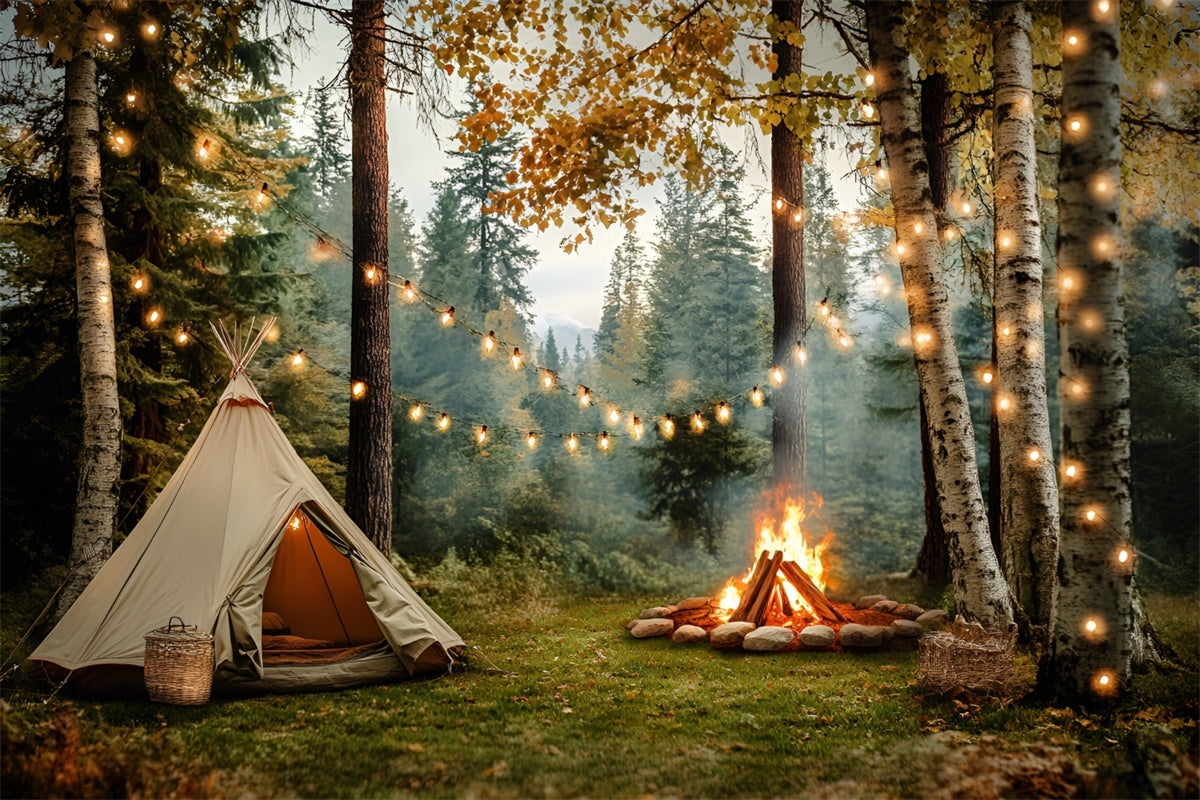 Autumn Forest Backdrop Cozy Forest Camping Backdrop CSH4-116