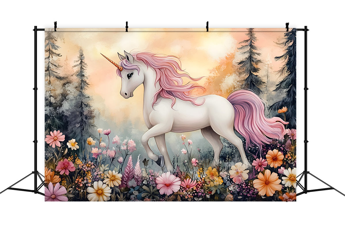 Fairy Tale Forest Backdrop Fantasy Unicorn Garden Backdrop CSH4-120