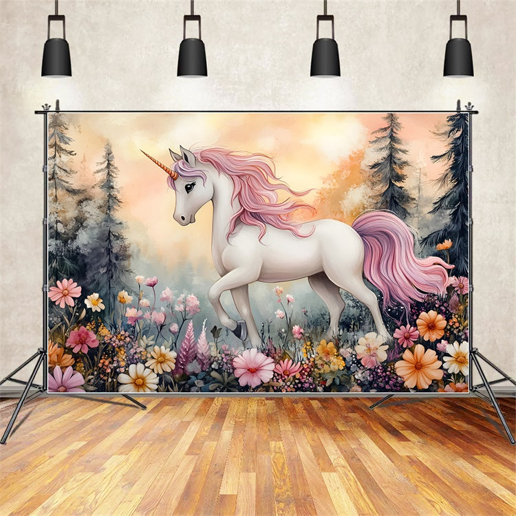 Fairy Tale Forest Backdrop Fantasy Unicorn Garden Backdrop CSH4-120