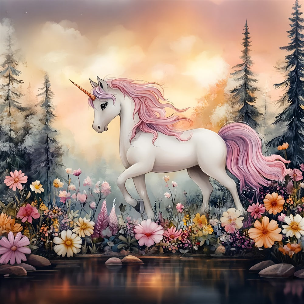 Fairy Tale Forest Backdrop Fantasy Unicorn Garden Backdrop CSH4-120