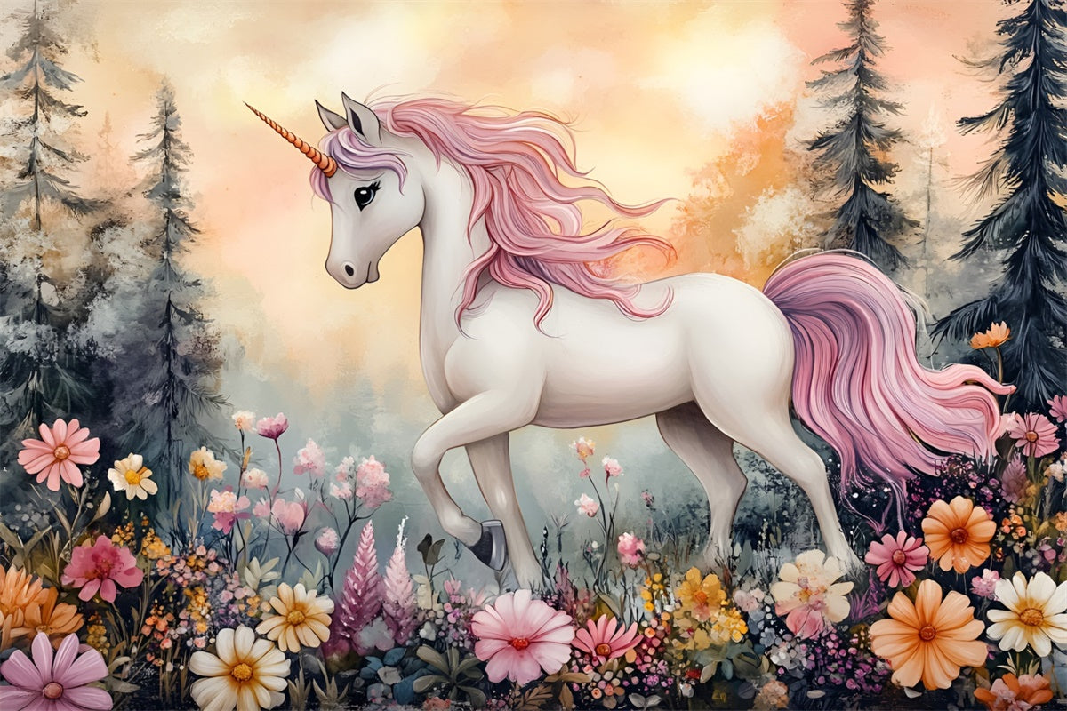 Fairy Tale Forest Backdrop Fantasy Unicorn Garden Backdrop CSH4-120