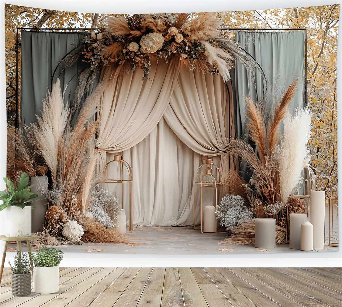 Boho Wedding Backdrop Autumn Romance Floral Backdrop CSH4-125