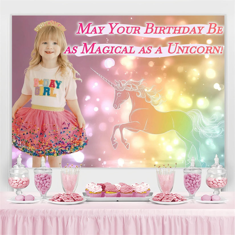 Personalized Backdrop For Birthday Party Magical Unicorn Backdrop CSH4-13