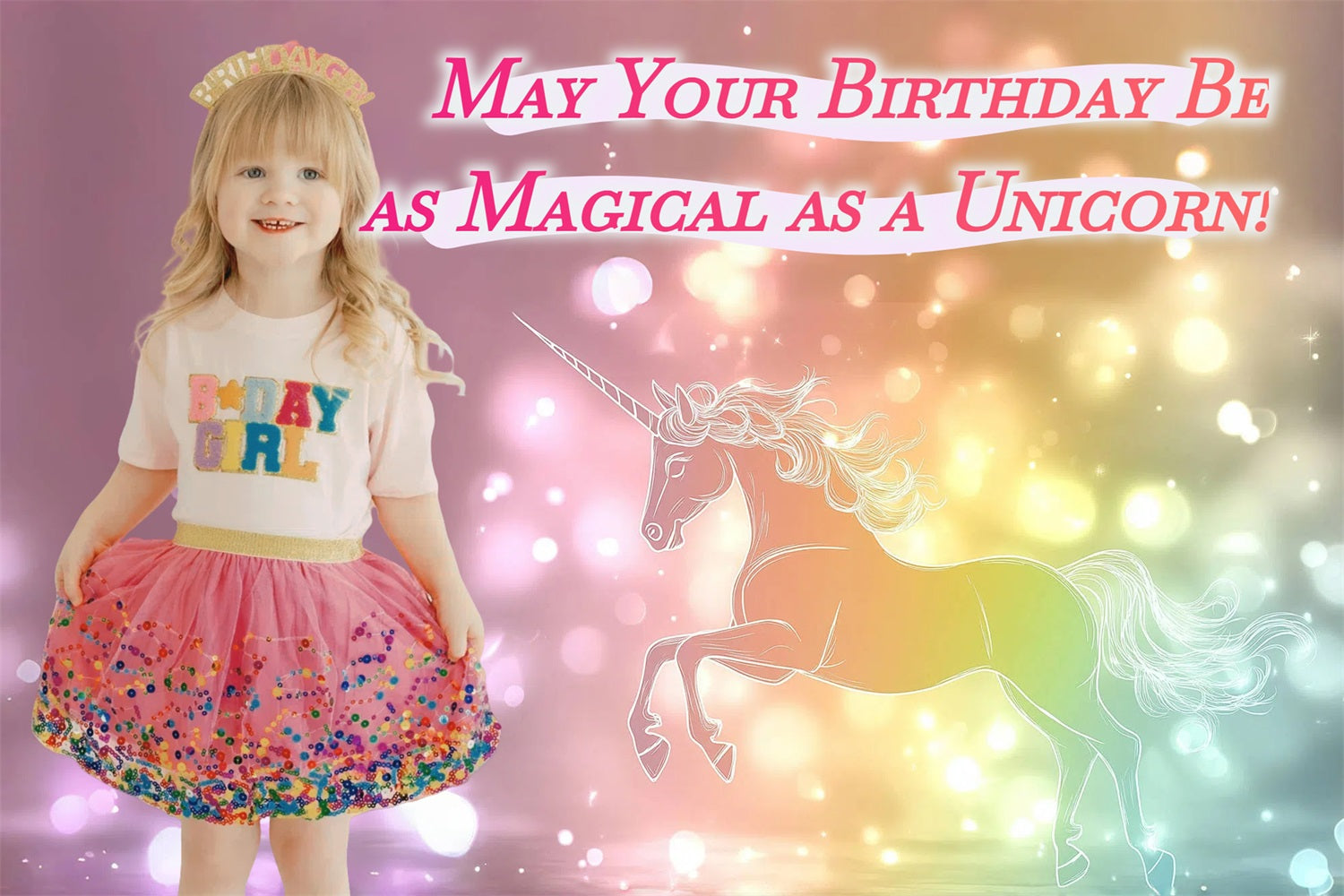 Personalized Backdrop For Birthday Party Magical Unicorn Backdrop CSH4-13