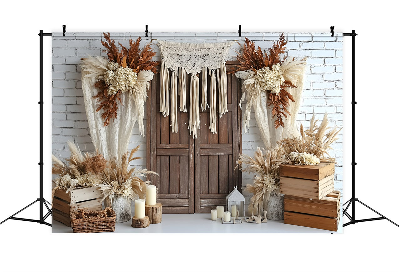 Boho Backdrop Ideas Dried Floral Wood Door Backdrop CSH4-142