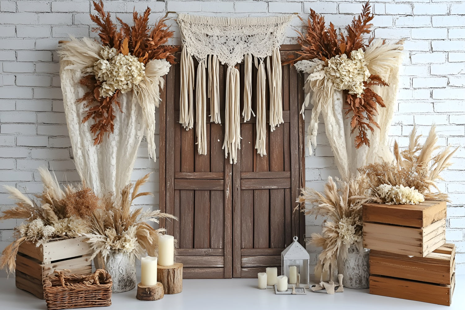 Boho Backdrop Ideas Dried Floral Wood Door Backdrop CSH4-142