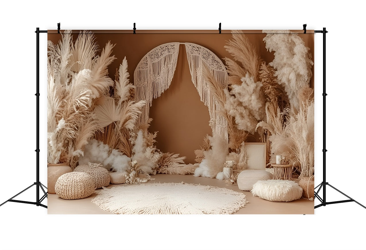 Boho Photo Backdrop Drape Macrame Arch Pampas Backdrop CSH4-145