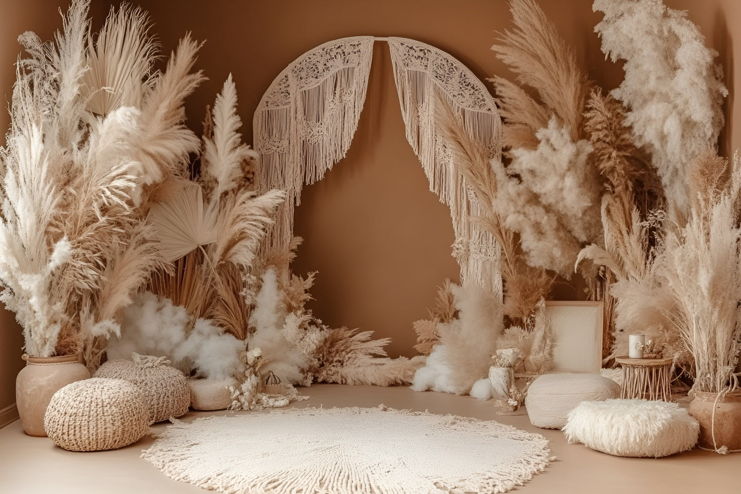 Boho Photo Backdrop Drape Macrame Arch Pampas Backdrop CSH4-145