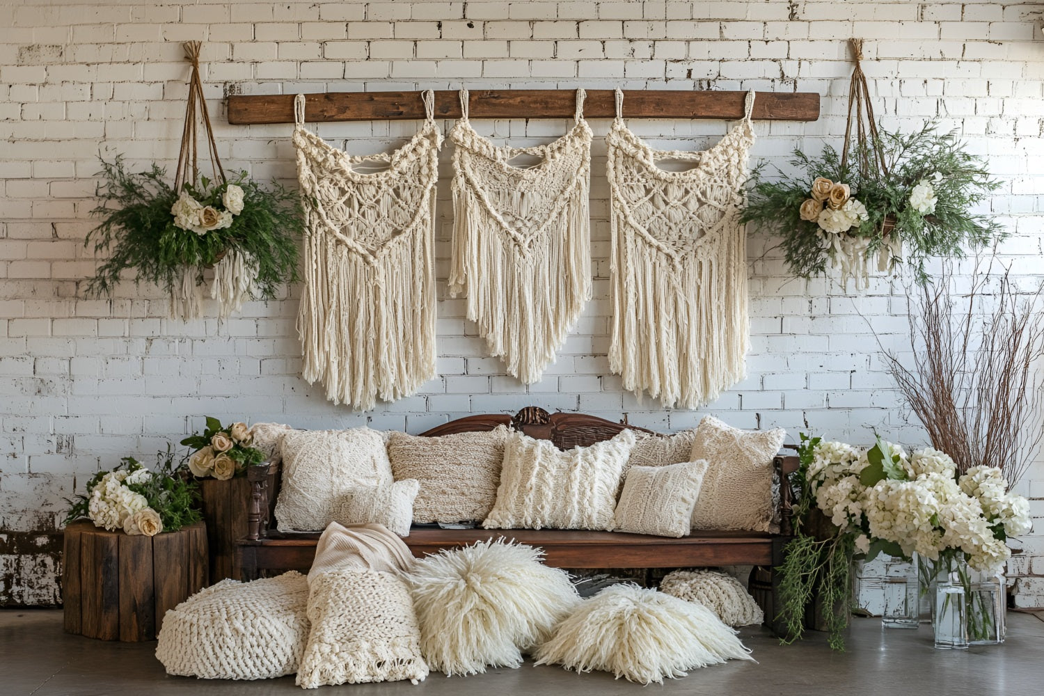 Boho Backdrop Ideas Macrame Flower Hanging Backdrop CSH4-152