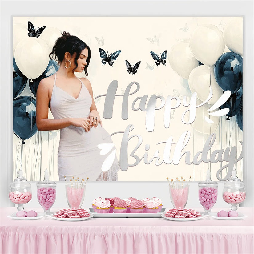 Custom Happy Birthday Backdrop Butterfly Balloons Backdrop CSH4-16