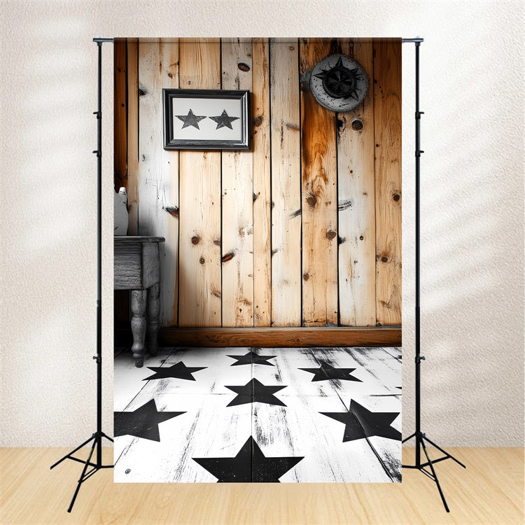 Portrait Photography Backdrops Cozy Wood Star Room Backdrop CSH4-175