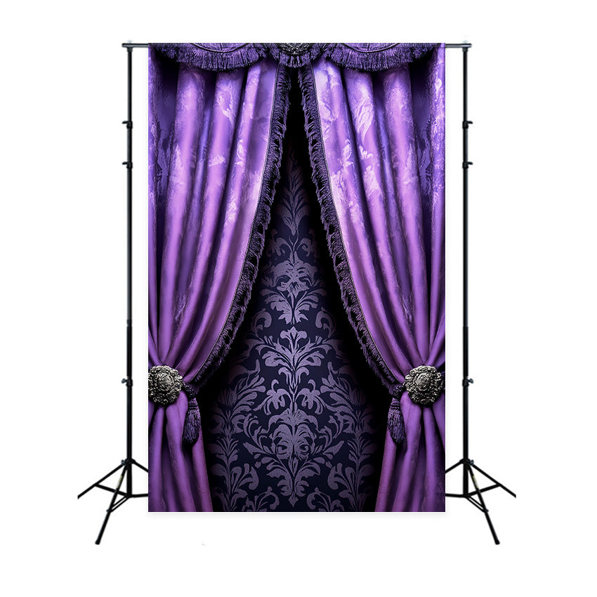 Portrait Photo Backdrop Royal Purple Velvet Curtain Backdrop CSH4-176