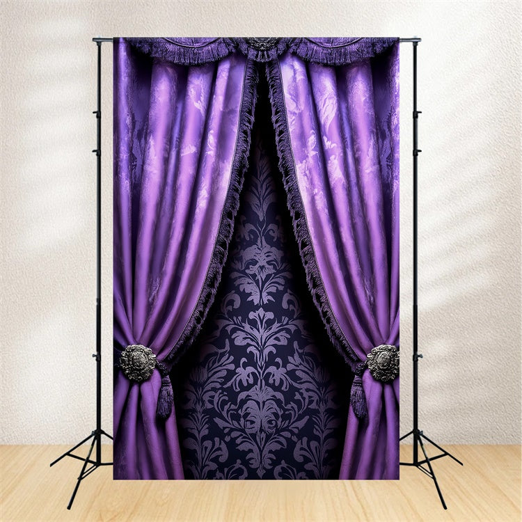 Portrait Photo Backdrop Royal Purple Velvet Curtain Backdrop CSH4-176