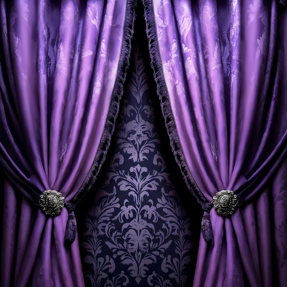 Portrait Photo Backdrop Royal Purple Velvet Curtain Backdrop CSH4-176