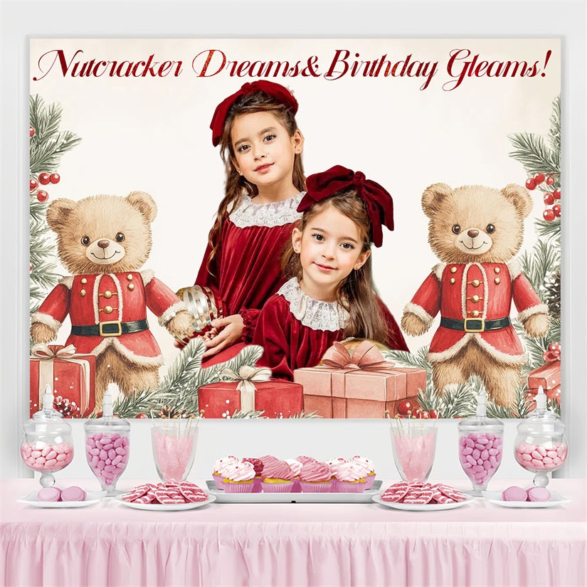 Christmas Birthday Backdrop Nutcracker Christmas Bears Customized Backdrop CSH4-20