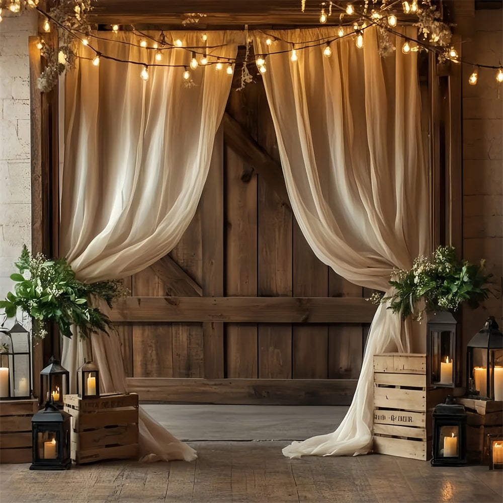 Barnwood Backdrop Wooden Drapes Candles Backdrop CSH4-205