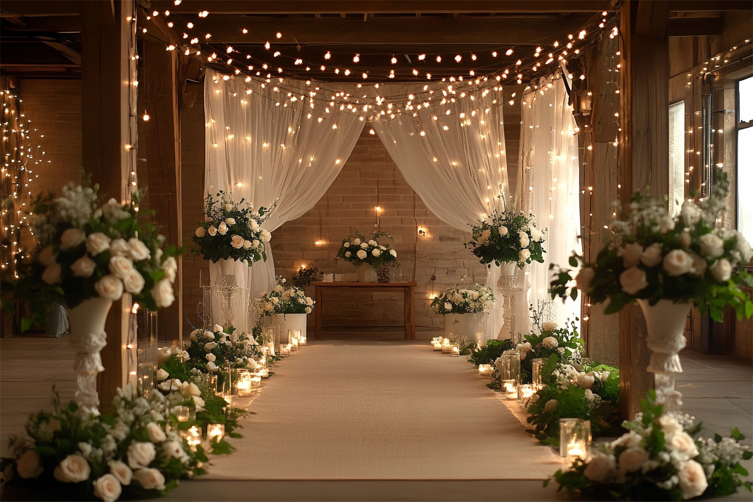 Boho Wedding Backdrop Farmhouse Barn Floral Backdrop CSH4-214